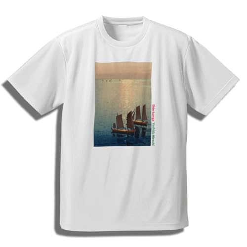 Tシャツ 吉田博 Orijinal 【世界の名画】 光る海 服 シャツ レディース メンズ ユニセックス キッズ ☆日本画☆ 浮世絵 新版画 風景画 旅行 自然 日本文化 和 和風 art 絵画 芸術 名画 お洒落 アパレル 綿素材 個性(ホワイト, M)