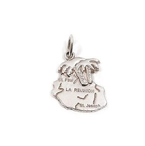 Pendentif carte Réunion Argent Massif 925 garanti anti-allergie et sans aucune trace de nickel