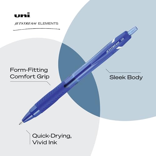 Image of uniball Jetstream Elements Ballpoint Pens, Medium (1.0mm), Blue, 12 Pack
