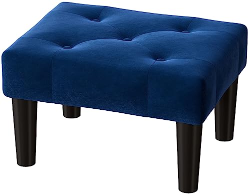 viewcare Foot Stools Ottoman, Small Velvet Soft Footrest Ottoman with Wood Legs, Sofa Footrest Extra Seating for Living Room Entryway Office