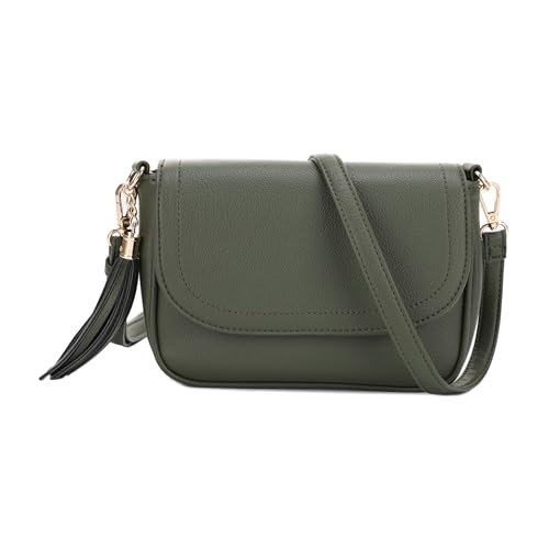 Image of EVVE Small Crossbody Bags for Women Trendy Flap Saddle Purses with Tassel Vegan leather Shoulder bag