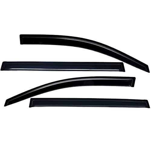 Image of Lightronic Extra Durable Outside-Mount Auto Vent Window Visor, Fits 2008-2013 Toyota Highlander, UV Protection Rain Guard, Original Wind Deflector, No-Drill Easy Install, Dark Smoke, 4-Pcs