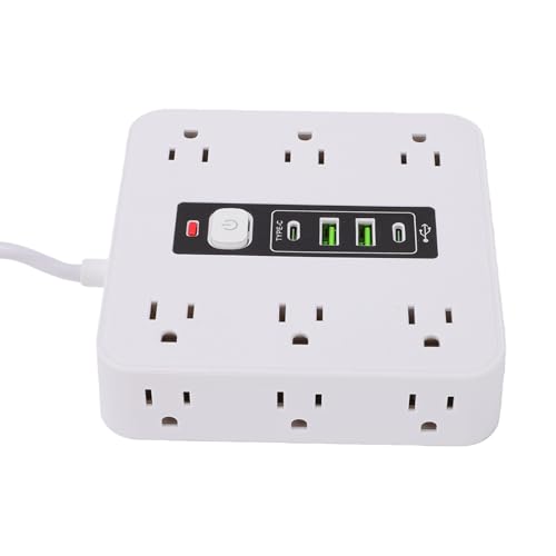 Diyeeni Protector eléctrico 16 en 1 con 12 tomas, 2 puertos USB C y 2 USB A, cable de 2 m miniatura 1