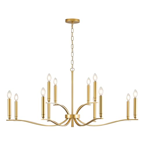 12-Light Gold Modern Chandelier for Living Room
