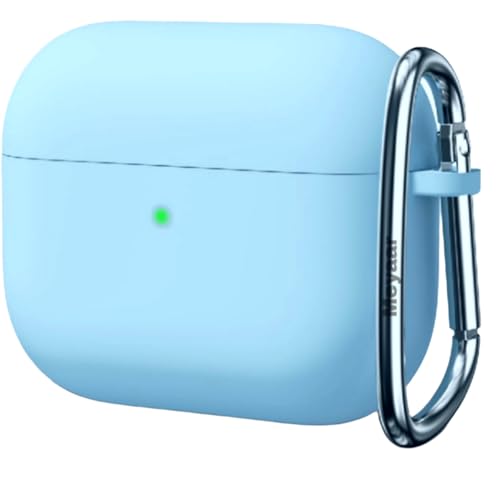 Image of Meyaar for Apple AirPods 4 ​​​​​​​Case Cover with Keychain, Soft Skin Silicone Case Cover, Full Protective Case Cover Compatible with Apple AirPods 4 Case 2024 (Sky Blue)