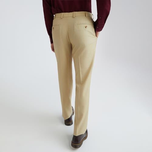 Image of Park Avenue Men's Poly Rayon Blend Solid Pattern Smart Fit Flat Front Formal Trouser