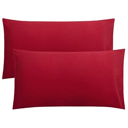 FLXXIE 2 Pack Microfiber King Pillow Cases, 1800 Super Soft Pillowcases with Envelope Closure, Wrinkle, Fade and Stain Resistant Pillow Covers, 20x36, Wine Red