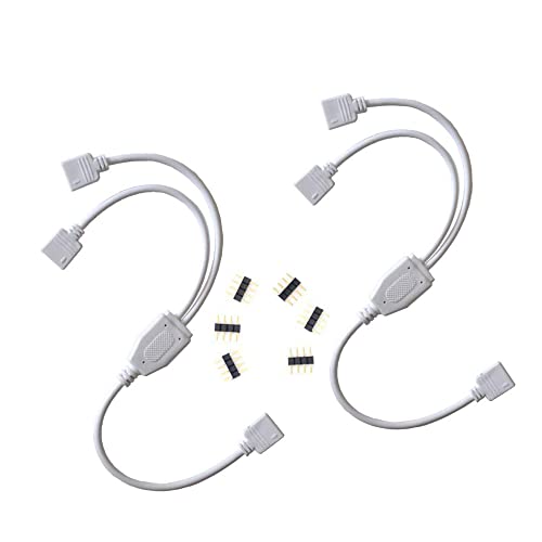 WANGCL 2 STKS LED Strip Splitter Kabel 4 Pin RGB Splitter 1 tot 2 Poorten LED Controller Connector voor RGB 5050 3528 2835 LED Strip -Wit