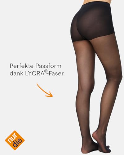 Nur Die Goodbye Laufmaschen 20 DEN Strumpfhose verhindert Laufmaschen transparente Fein-Strumpfhose matte Optik Damen, schwarz, L