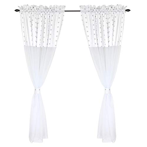 TupTam Conjunto de Cortinas para Habitación Infantil, 2 pzs, Estrellas Blanco/Gris, c. 140 x 245 cm