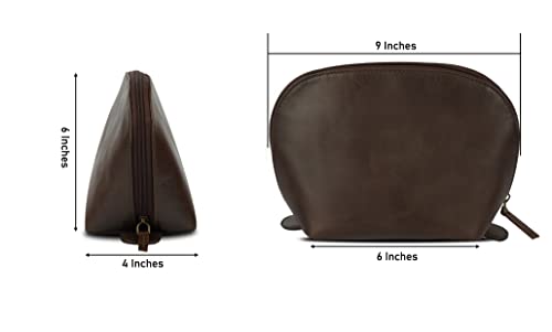 Leather Cosmetic Bags Make Up Bags for Women - Handmade Makeup Case Small Makeup Bags Jewelry Coin Pouch, Toiletry Bag for Men, Travel Cosmetic Pouch For Purse Brown4
