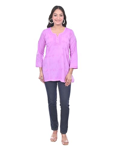 Image of Sanvi Colections Hand Embroidered (Lucknowi Chikankari) YOG luppi Short top Kali Pattern for Women A095