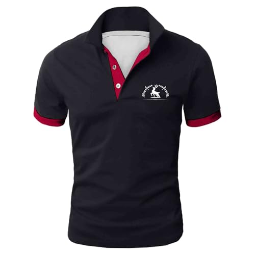 Rrongwn - Rrongwn Polos pour hommes T-shirt décontracté en coton à séchage rapide T-shirt de golf Maillot de basket-ball Maillot de gym Haut de gym Respirant T-shirt de sport, rouge, L