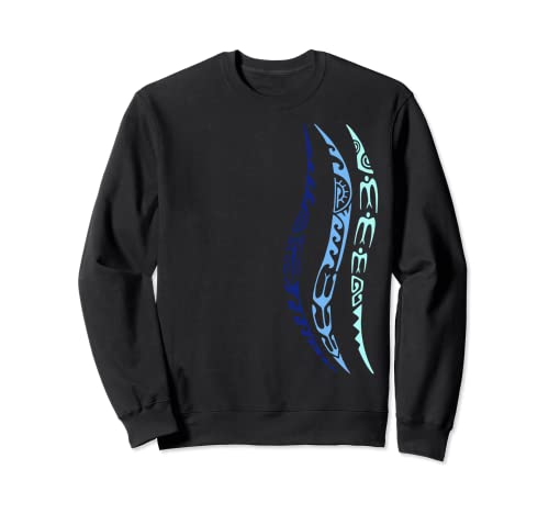 Symbol Waves Blue Pattern Culture Maori Tribal New Zealand Sweatshirt