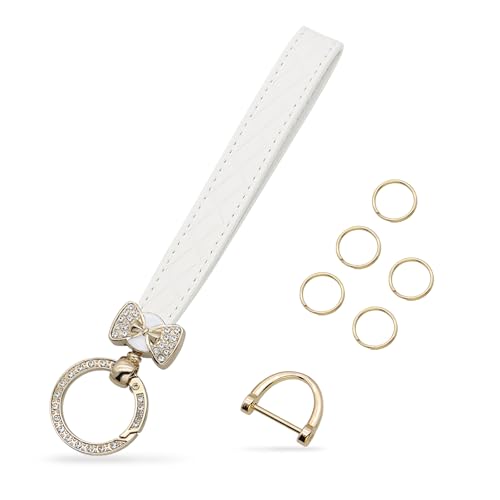 Car Keychain for Women Wristlet, Cute Leather Keychain with 360 Degree Rotatable, Anti-lost D-Ring Design