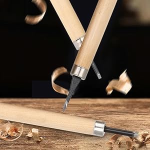 4Pcs Wood Carving Knife Set - Manual Sharpener, Wood Engraving & Rubber Stamp Pattern Carving Tools for Craft Projects (#1)