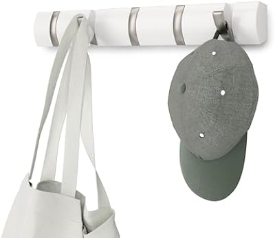 Umbra Flip Perchero de pared con 5 ganchos extraíbles, Álamo, Blanco