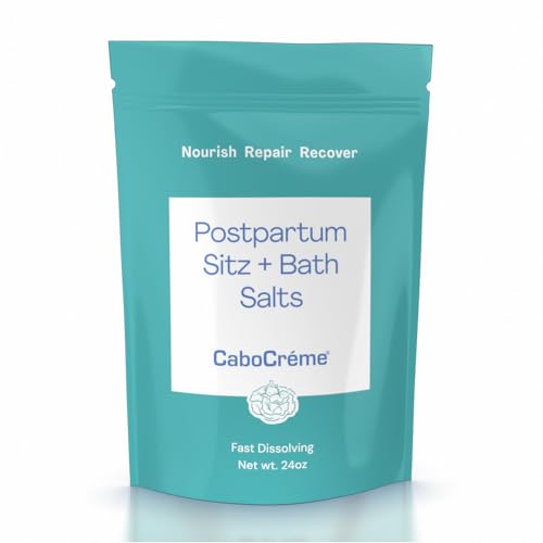 CaboCréme Postpartum Sitz + Bath Soak: Dead Sea Salt with Magnesium Chloride for Perineal Care & Cleansing, Postpartum Recovery, Labor & Delivery Essential | OBGYN-Created, 24 oz
