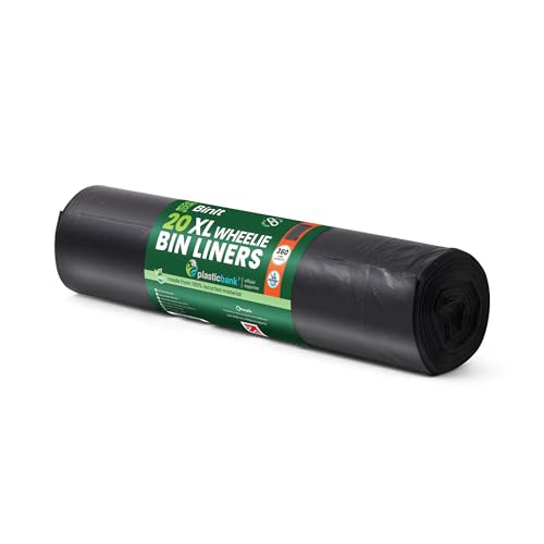 BIN IT 20 Wheelie Bin Liners 360 Litre Eco-Friendly Bin Bags Refuse Sacks Recycled Strong & Secure Tear Resistant 30 m Perfect for XL 360L Wheelie Bins
