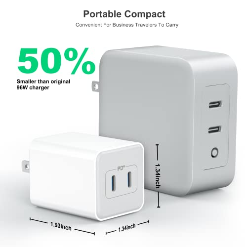 Image of USB C 20W Wall Charger, 2 Pack Dual Port 40W PD 3.0 Type C Fast Charging Block, Durable Portable Charger for iPhone 11 /12 /13 /14 /15 /16 Pro Max, iPad Pro, AirPods 4, for Apple Watch 10, Samsung Galaxy