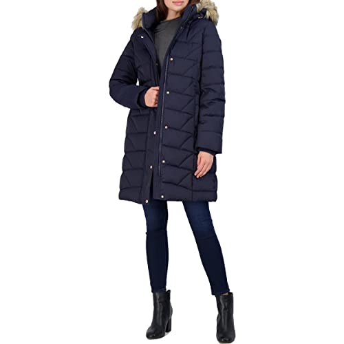 Marc New York by Andrew Marc Women's Medina Down Jacket with Faux Fur Removable Hood, Ink, Large