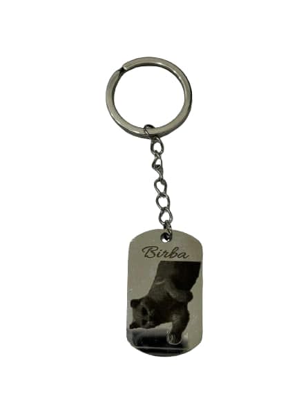 Porte-clés photo noir et blanc personnalisé en acier pour souvenir de défunt
