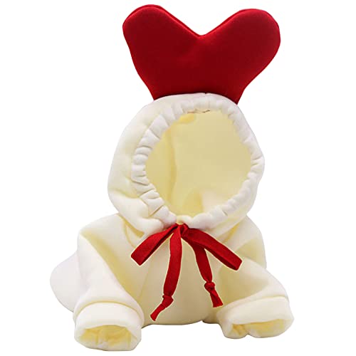 jkahh Ropa para perros pequeños con capucha de forro polar cálido para mascotas, abrigo de disfraz para cachorros y gatos, color blanco