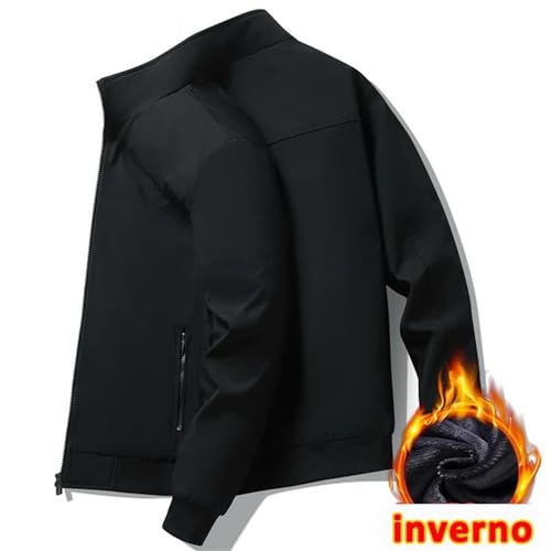 Men's Winter Fleece Lining Jacket with Pockets Thicken Warm Stand Collar Windbreak Thermal Parkas Coat2