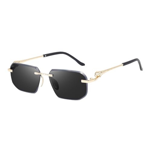 Image of IFLASH UV Protected Retro Rectangular Rimless Sunglasses for Men and Women