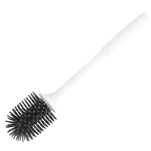 UKCOCO Escobilla de Inodoro de Silicona con Soporte Pared Cepillo de Limpieza de Mango para Baño Color Negro para Hogar y Hotel