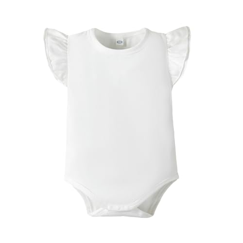 Image of LYSMuch Toddler Baby Girls T Shirt Ruffle Sleeveless Kids Cotton Tshirt Solid Color Blouse