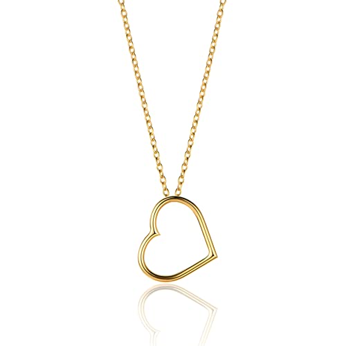 Collier femme or jaune anti-ternissement chaîne ancre et cœur 42 cm