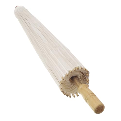 BESTonZON Parapluie en Papier Blanc à L'Huile 83 CM Diamètre Manche en Bambou 52 CM Parasol Japonerie pour Peinture DIY Décoration Mariage et Photo Accessoires Créatifs Légers et Solide