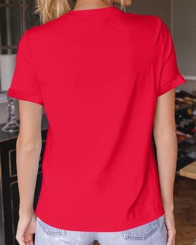 Herlollychips Women Cute Heart Graphic Crewneck Short Sleeve Regular Fit Casual Tee T-Shirts Tshirt Tops (Red, Medium) #TOP2