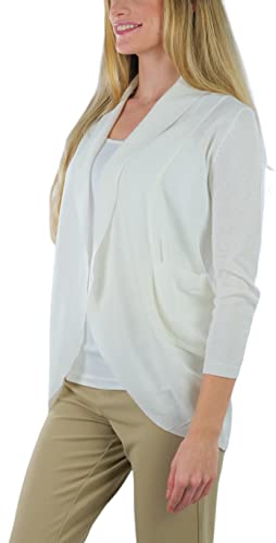 Image of ToBeInStyle Womens Open Front Long Sleeve Lightweight Asymmetrical Draped Cardigan with Side Pockets