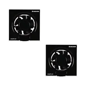 Anchor by Panasonic Smart Air 250 mm Exhaust Fan For Kitchen, Bathroom with Strong Air Suction, Rust Proof Body, 45W (Black) (Pack of 2)