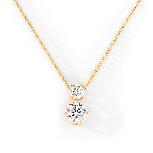 STORYJEWELLERY Cubic Zirconia Necklace, 18K Gold Plated Necklaces, Simple Sterling Silver Stone Necklace for Women, Elegant Wedding Necklaces for Brides, Gold Plated Jewelry for Women