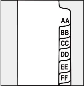 Blumberg - Juego de 26 letras alfabéticas, tamaño carta, pestañas laterales, divisores de pestañas de índice, juego de 26 letras AA-ZZ