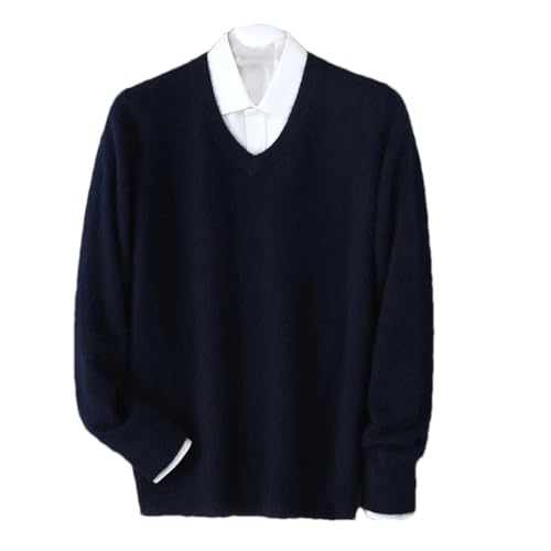 Men's Pullover Sweaters Loose Thickened V-Neck Long Sleeved Casual Knit Sweater