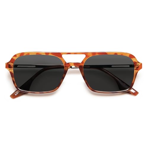 Image of SOJOS Vintage Polarized Aviator Sunglasses for Women Men 70s Retro Flat Narrow Rectangular Womens Glasses SJ2186