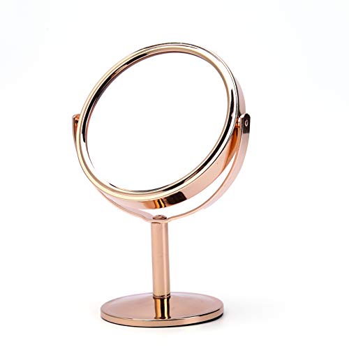 iixeal 4-inch Tabletop Two-Sided Swivel Vanity Mirror with 5x Magnification For Bathroom Bedroom