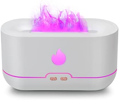 DEPOZA Flame Diffuser for Essential Oils 240ML Volcano Humidifier for Home,Room,Yoga or Gym Aroma Diffusers with Fire (White)