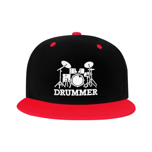 Drumsticks Drummer Tools Flat Brim Hat Boys Girls Fashion Hip Hop Style Contrast Color Snapback Hat Red2