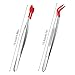 2 Piece Tweezers with Rubber Tips Set, Straight Tip PVC-Coated Precision Tweezers, Rubber Flat Tip Long Bent Tweezers, for Stamps Coins Jewelry Crafts Industrial Electronic Lab