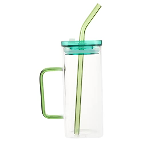 Cabilock Glass Tumbler with Lid and Straw 4 Oz Square High Borosilicate Glass Cup