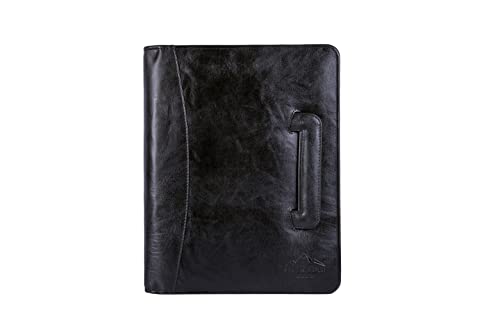 Alpenleder Konferenzmappe A4 - MEETING (Handgefertigt) - Nachhaltiges Bio-Leder aus regionaler Landwirtschaft | Dokumentenmappe leder, Laptoptasche, Ringbuch *Fair Produziert* (36x28x4cm, Ebenholz)