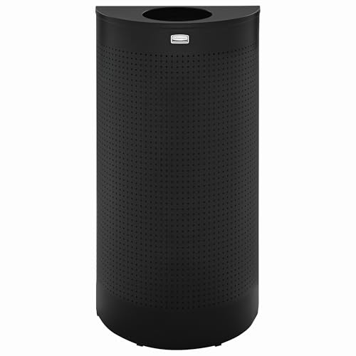 Image of Rubbermaid Commercial Products Silhouette Trash Can, 1- Gallon, Black, Indoor /Outdoor Garbage Can /Bin with Side Opening for Lobby /Office /School /Restaurant