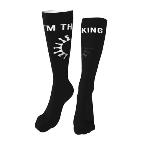 Socks,Funny Sayings I'm Thinking Chess Pieces Chess Socks for Women Mens Running Socks Soft Warm Long Socks Compression Socks Hiking Socks 20in Black