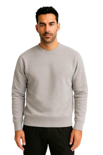 Image of Big Button Solid Cotton Rich Light Weight Round Neck Sweatshirt