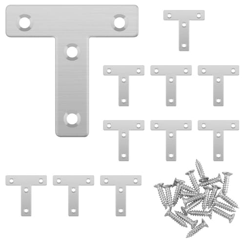 KAKULO 10 staffe piatte a forma di L, staffe piatte a L in acciaio inox, staffe angolari piatte, resistenti con viti (lunghezza 50 mm x 50 mm)